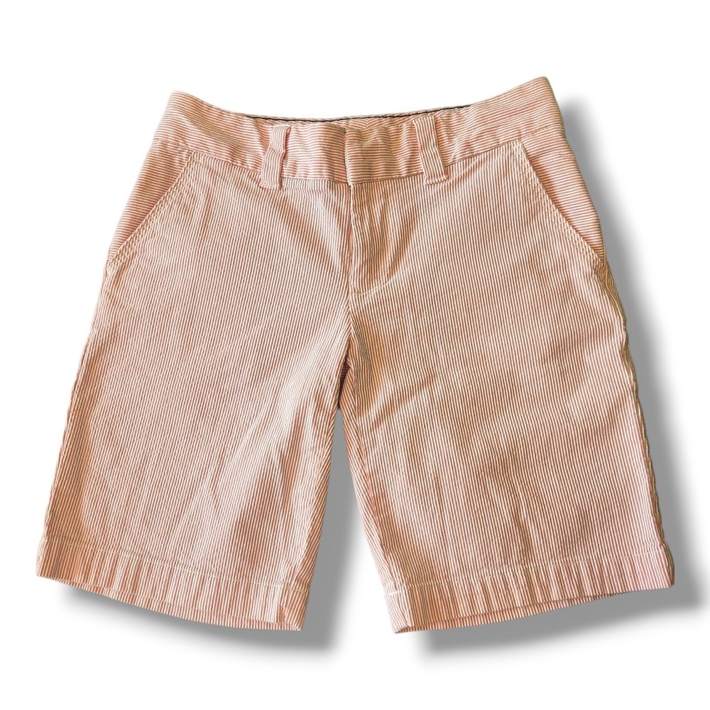 Tommy Hilfiger Seersucker Bermuda Shorts Size 0 Stretch Cotton TH Logo